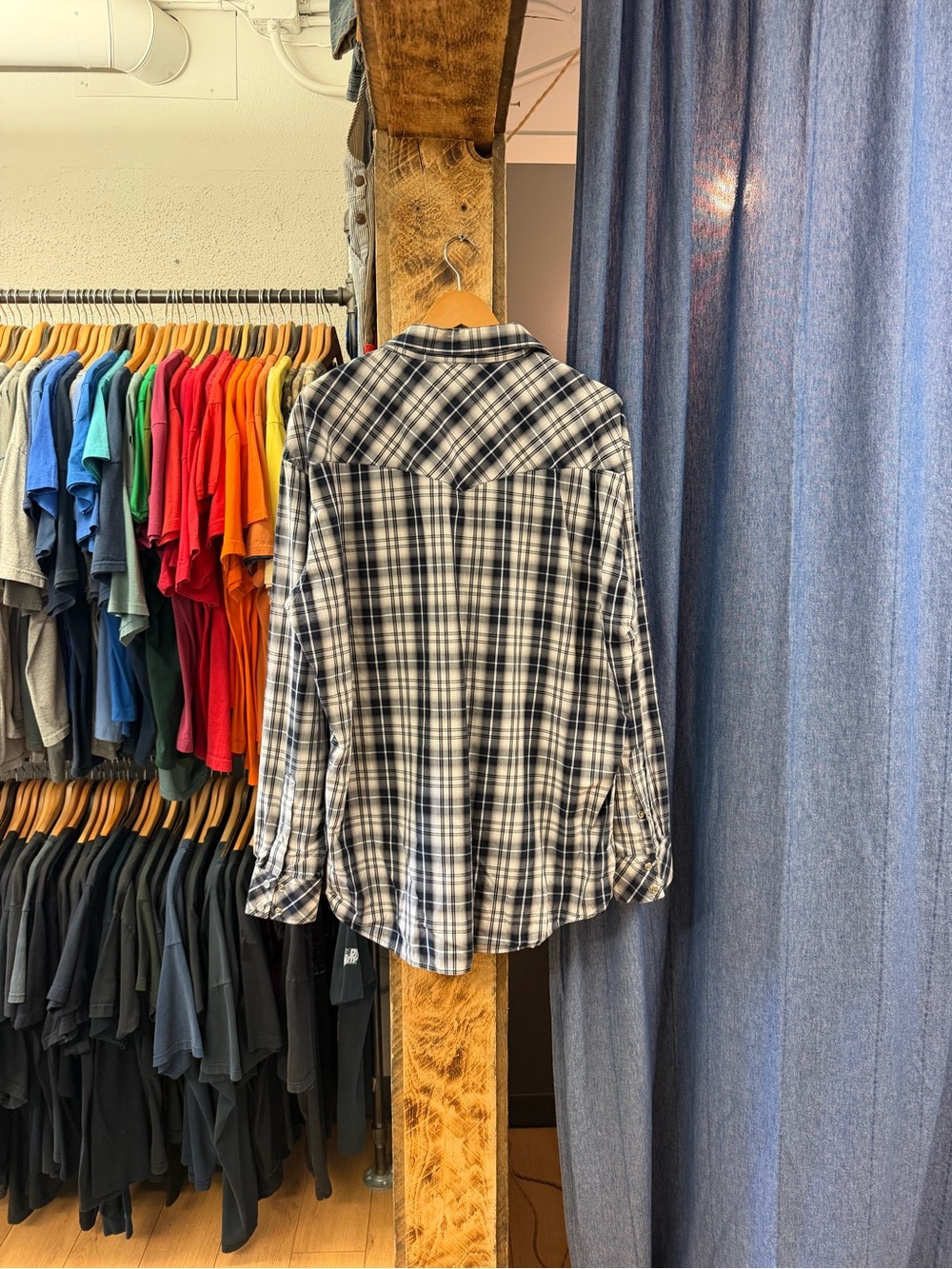 Vintage blue plaid button up shirt - Picture 2 of 2